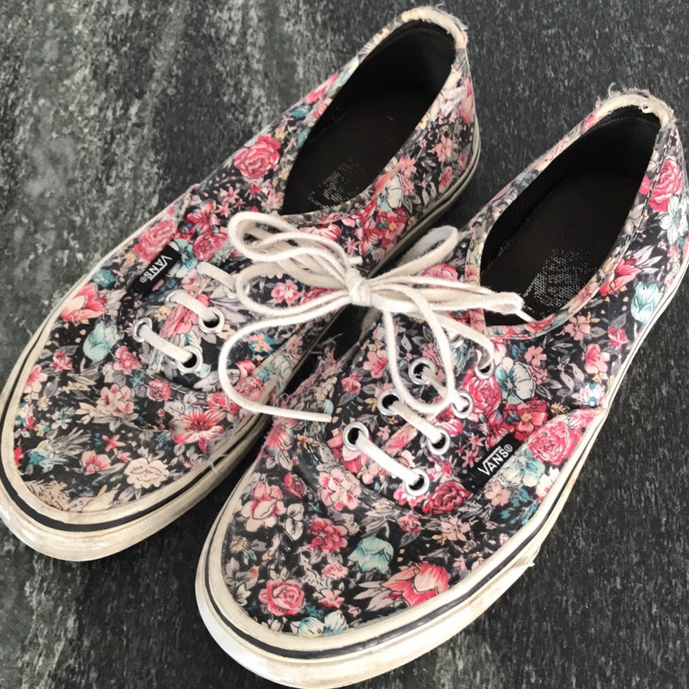 VANS | Floral Off the Wall pink black teal Size 7